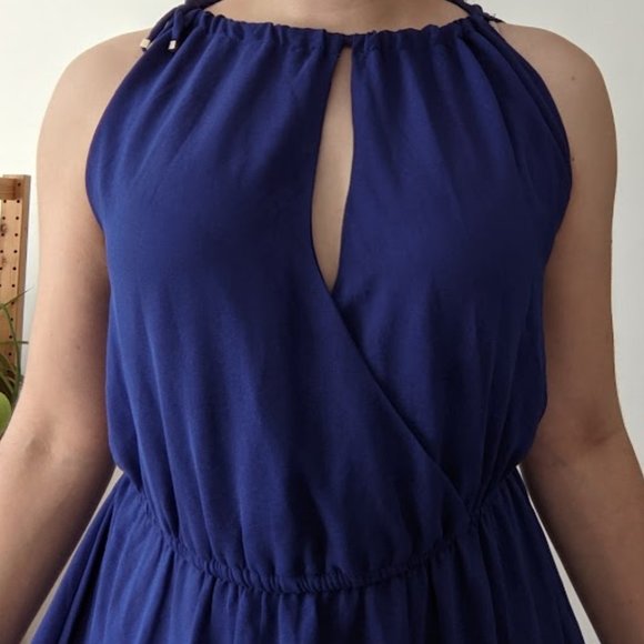 Blue Formal Dress with Key Hole High Low Length S Small Size 4 Double Zero - Picture 4 of 9